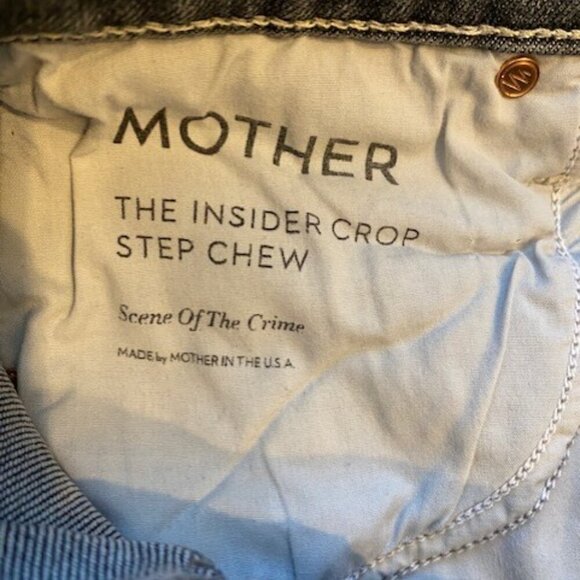 MOTHER Insider Crop Step Chew Distressed Gray Jeans Sz 24 - Picture 13 of 14